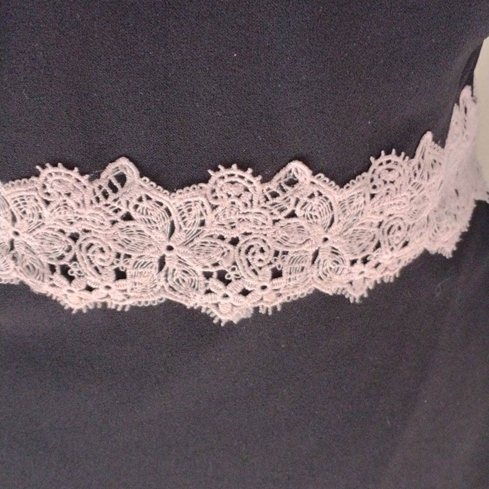 Sangria Little Black Dress With Lace Trim - Picture 4 of 13